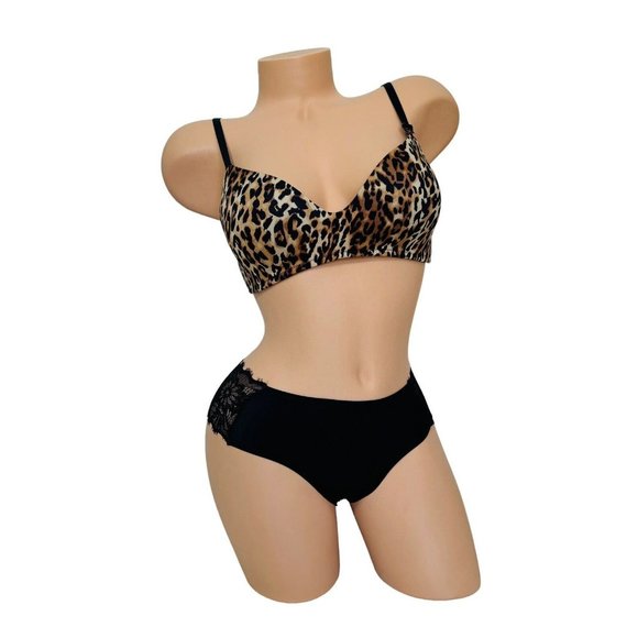 La Senza SMALL Wireless Padded Light Push Up Bra & Low Rise Cheeky Panty Set 2pc - Picture 1 of 9